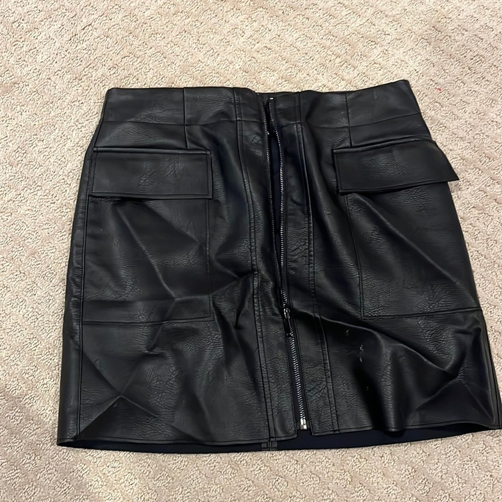 Black faux leather skirt